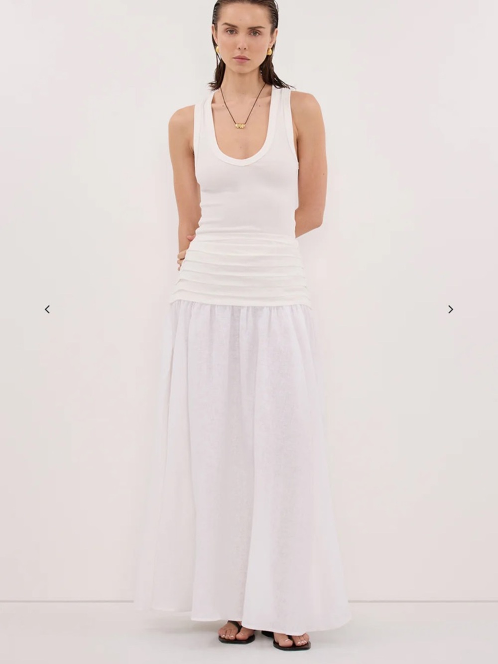 DISSH Hallie White Linen Midi Skirt